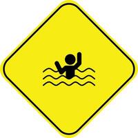 verdrinking waarschuwing teken, voorzichtigheid diep water teken, verdrinken icoon vector