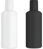 ronde kunstmatig fles set. model. wit melk plastic houder blanco voor shampoo, gel, geïsoleerd Aan achtergrond. 3d buisvormig voorwerp verpakking illustratie. vector