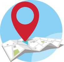 gps.navigator pin rood kleur bespotten omhoog met kaart Aan wit achtergrond. illustratie vector