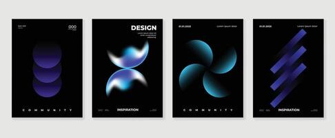 abstract helling poster achtergrond set. minimalistische stijl Hoes sjabloon met levendig perspectief 3d meetkundig prisma vormen verzameling. ideaal ontwerp voor sociaal media, omslag, banier, folder. vector