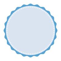 klassiek gestikt rand ronde licht blauw embleem blanco sticker etiket duidelijk achtergrond vector