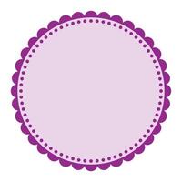 zacht en gemakkelijk Purper gekleurde blanco circulaire sticker etiket element ontwerp met decoratief grens ornamenten vector