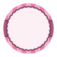 gemakkelijk roze duidelijk ronde cirkel achtergrond ontwerp met geschulpte rand en streep ornament vector