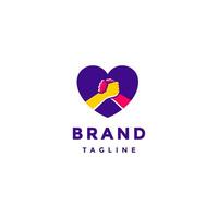 hart solidariteit gekleurde symbool logo ontwerp. twee handen ondersteunen elk andere in hart symbool logo ontwerp. vector