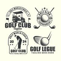 reeks van golf wijnoogst insigne embleem monochroom logo grafisch illustratie vector