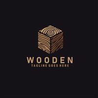 houten doos luxe logo ontwerp grafisch vector