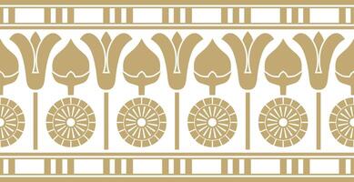gouden naadloos Egyptische grens. eindeloos ornament van oude Afrika. patroon van lotus bloemen en zon. vector