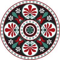 gekleurde klassiek Grieks ronde ornament. cirkel van oude Griekenland en de Romeins rijk. byzantijns schilderij van muren, vloeren en plafonds. decoratie van Europese paleizen. vector