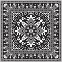 zwart monochroom klassiek Grieks plein ornament. rechthoek van oude Griekenland en Romeins rijk. byzantijns schilderij van muren, vloeren en plafonds. decoratie van Europese paleizen. vector