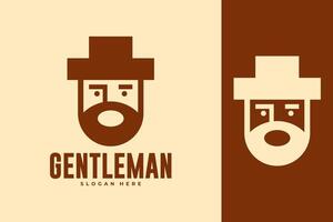 heer menselijk hoed baard logo ontwerp vector