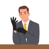 bedrijf Mens vervelend zwart handschoen. vector