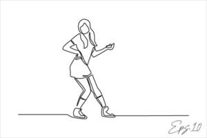 doorlopend lijn illustratie van dansen vrouw vector