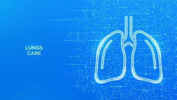 longen icoon. menselijk ademhalings systeem longen anatomie. behandeling van long ziekten tuberculose, longontsteking, astma. blauw medisch achtergrond gemaakt met kruis vorm symbool. illustratie. vector