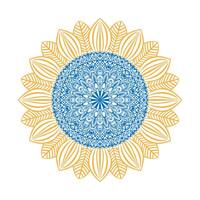 zonnebloem mandala ontwerp in blauw en geel kleuren. decoratief boho ornament in etnisch oosters stijl. kleur boek bladzijde vector