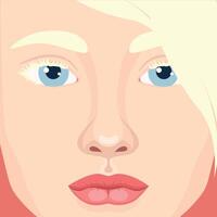 mooi blond of albino meisje gezicht dichtbij omhoog. vrouw met blondje haar. illustratie vector