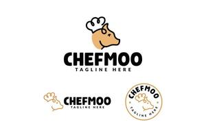 chef koe hoofd logo ontwerp voor cafe en restaurant bedrijf vector