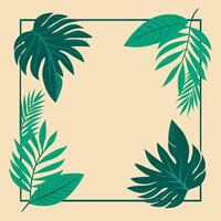 een plein kader gemaakt van tropisch palm bladeren Aan een room achtergrond vector