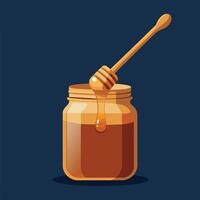 een pot van honing met een houten beer in het vector