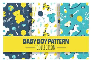 baby naadloos patroon ontwerp, een reeks van gemakkelijk decoratief elementen in een hand- getrokken Aan stijl tekenfilm vlak illustratie sjabloon vector