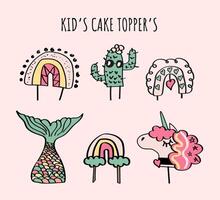 reeks van kinderen' taart toppers. schattig kinderen' taart toppers voor verjaardag partijen. vector
