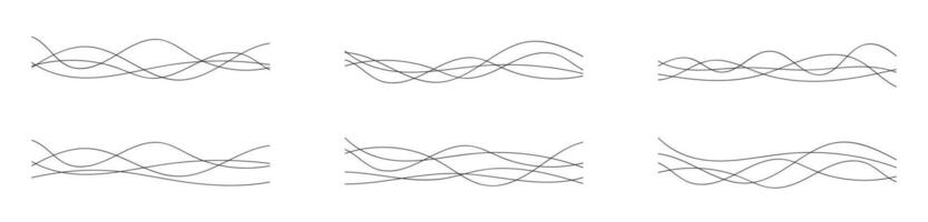 abstract lijnen set. golvend lijnen. kromme golven set. dun lijn golvend abstract vectorillustratie. vector
