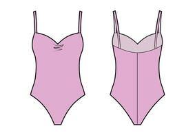 schetsen roze vrouw zwempak geïsoleerd Aan wit achtergrond vector