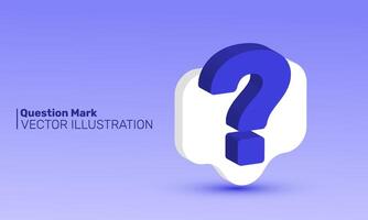 3d icoon realistisch vraag Mark teken vragen nieuw concept ontwerp vector
