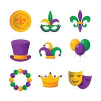 mardi gras carnaval festival kleurrijke doodle icoon collectie vector