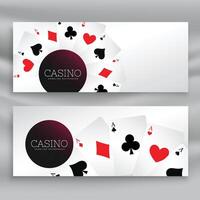 reeks van casino banners met spelen kaarten vector