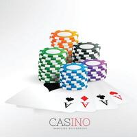 casino gaming chips met spelen kaarten vector