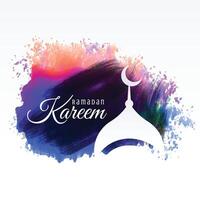 Ramadan kareem festival groet met waterverf achtergrond vector