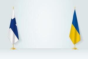 Finland en Oekraïne vlag Aan binnen- vlaggenmast, vergadering concept tussen Oekraïne en Finland. vector