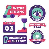 dag van mensen met een handicap stickerset vector