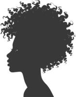 silhouet vrouw hoofd met afro haar- stijl zwart kleur enkel en alleen vector