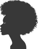 silhouet vrouw hoofd met afro haar- stijl zwart kleur enkel en alleen vector