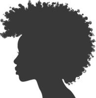 silhouet vrouw hoofd met afro haar- stijl zwart kleur enkel en alleen vector