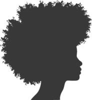 silhouet vrouw hoofd met afro haar- stijl zwart kleur enkel en alleen vector