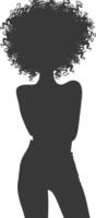 silhouet vrouw met afro haar- stijl vol lichaam zwart kleur enkel en alleen vector