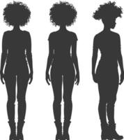 silhouet vrouw met afro haar- stijl vol lichaam zwart kleur enkel en alleen vector