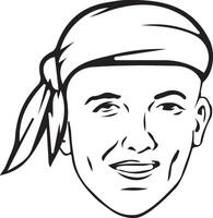 clip art van Mens gezicht met bandana icoon vector