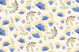 wijnoogst bloemen patroon naadloos blauw bloem motieven grens achtergrond kader borduurwerk. etnisch ikat patroon paisley ontwerp. ditsy illustratie hand- getrokken. vector