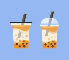 boba melk thee drinken beker pictogram platte ontwerp illustratie vector. vector