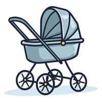 een icoon beeltenis een baby wandelwagen, ideaal voor illustreren baby producten, kind vervoer vector