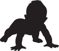 baby kruipen silhouet illustratie wit achtergrond vector