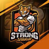 sterk wilde kat esport mascotte logo ontwerp vector