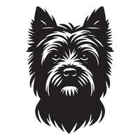 stoïcijns steenhoop terriër hond gezicht illustratie in zwart en wit vector