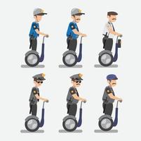 agent op elektrisch wiel, segway transport pictogrammenset plat ontwerp vector