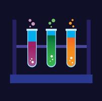 reageerbuis chemische vloeistoffen, chemisch experiment laboratorium gereedschapspictogram. wetenschap hulpmiddel vlakke afbeelding vector