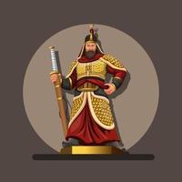 figuur van admiraal yi sun, hij was een Koreaanse admiraal en militaire generaal die beroemd was om zijn overwinningen tegen de Japanse marine tijdens de imjin-oorlog in de joseon-dynastie. illustratie in cartoon vector