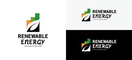 natuurlijk hernieuwbaar logo met groen energie accu macht icoon ontwerp vector